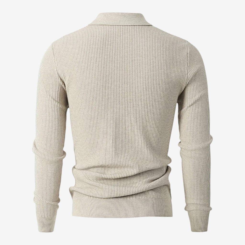 Jorvalore | Men's Warm Quarter Zip Knit Jumper with Stretch Comfort