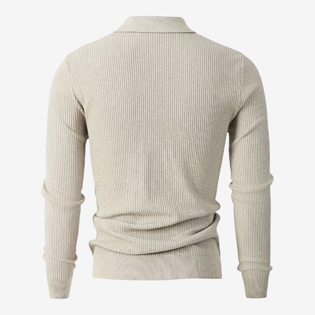 Jorvalore | Men's Warm Quarter Zip Knit Jumper with Stretch Comfort