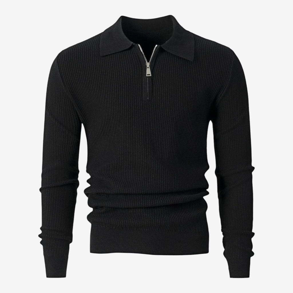 Jorvalore | Men's Warm Quarter Zip Knit Jumper with Stretch Comfort