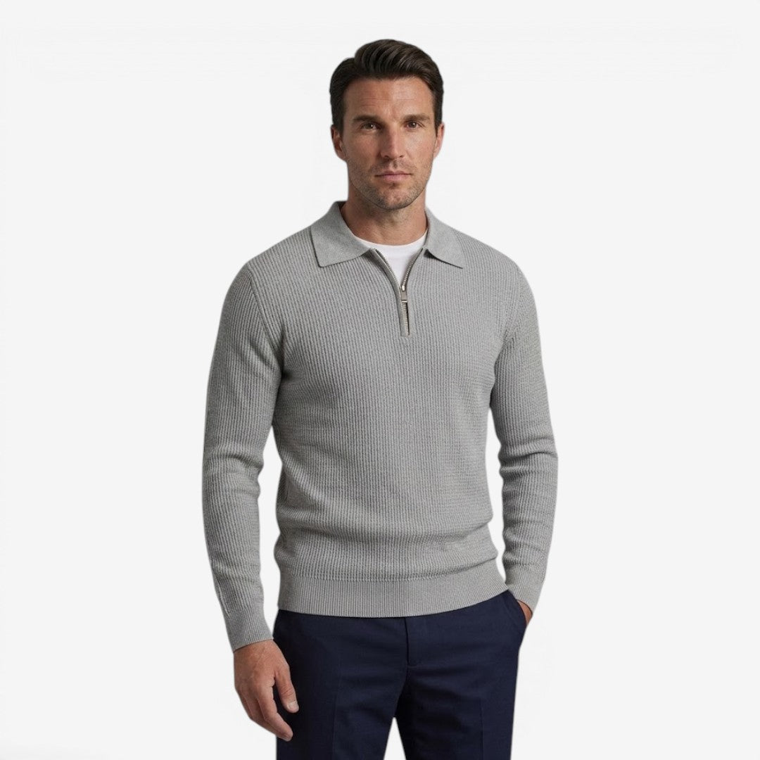 Jorvalore | Men's Warm Quarter Zip Knit Jumper with Stretch Comfort