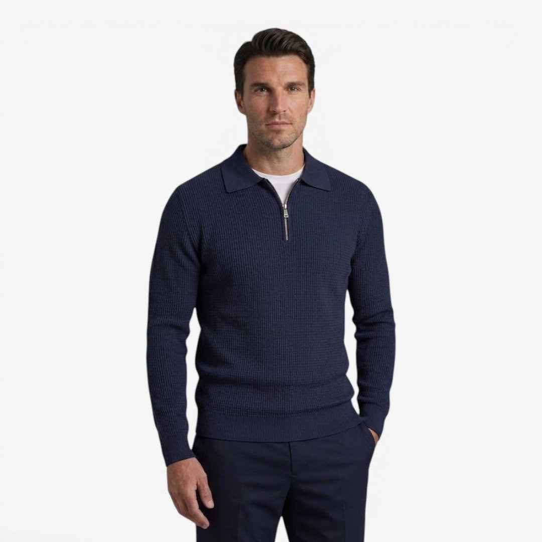 Jorvalore | Men's Warm Quarter Zip Knit Jumper with Stretch Comfort