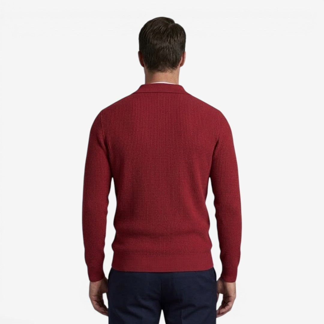 Jorvalore | Men's Warm Quarter Zip Knit Jumper with Stretch Comfort