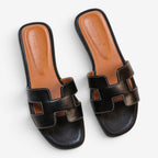 Jorvalore | Women's Comfortable Leather Slide Sandals with Low Heel
