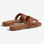 Jorvalore | Women's Comfortable Leather Slide Sandals with Low Heel