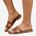 Jorvalore | Women's Comfortable Leather Slide Sandals with Low Heel