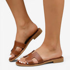 Jorvalore | Women's Comfortable Leather Slide Sandals with Low Heel