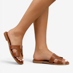 Jorvalore | Women's Comfortable Leather Slide Sandals with Low Heel