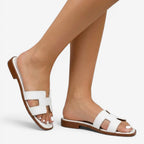 Jorvalore | Women's Comfortable Leather Slide Sandals with Low Heel