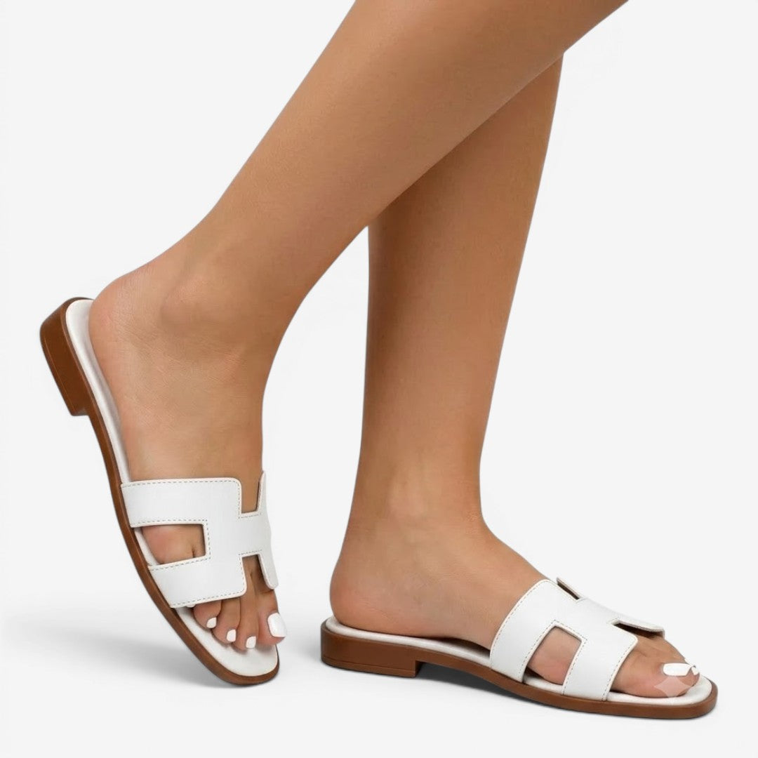 Jorvalore | Women's Comfortable Leather Slide Sandals with Low Heel