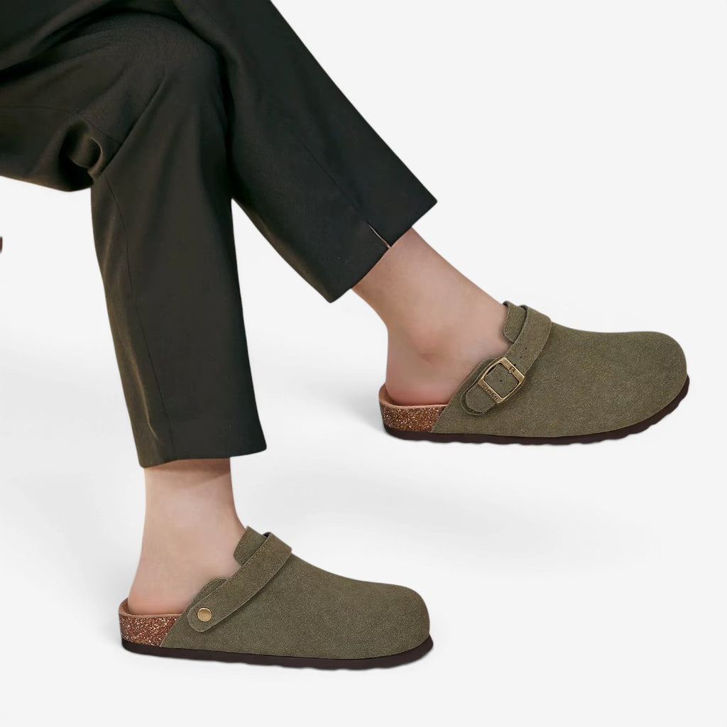 Jorvalore | Women's Comfortable Suede Clogs Adjustable Buckle Sandals