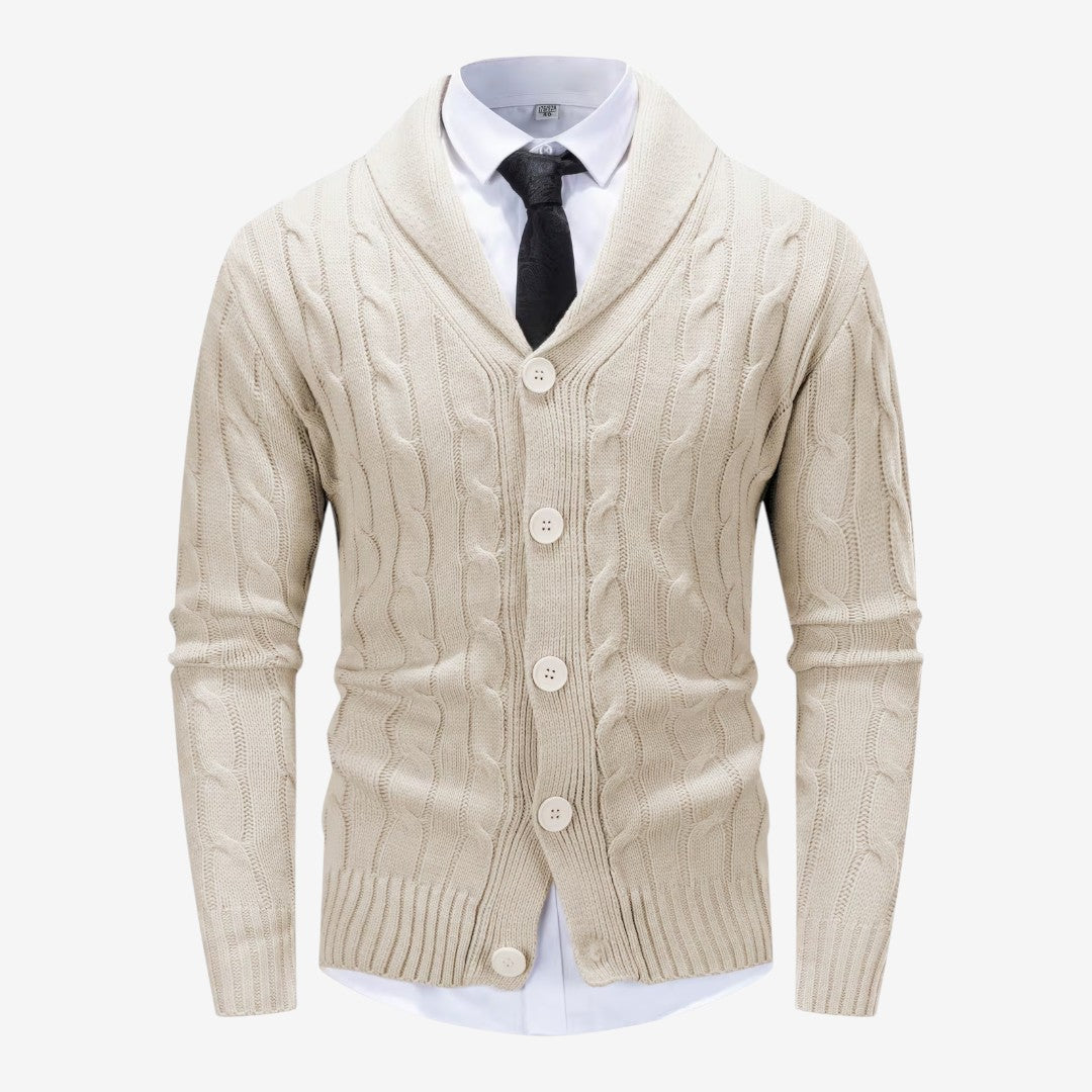 Jorvalore | Men's Cable Knit Button Cardigan for Autumn & Winter