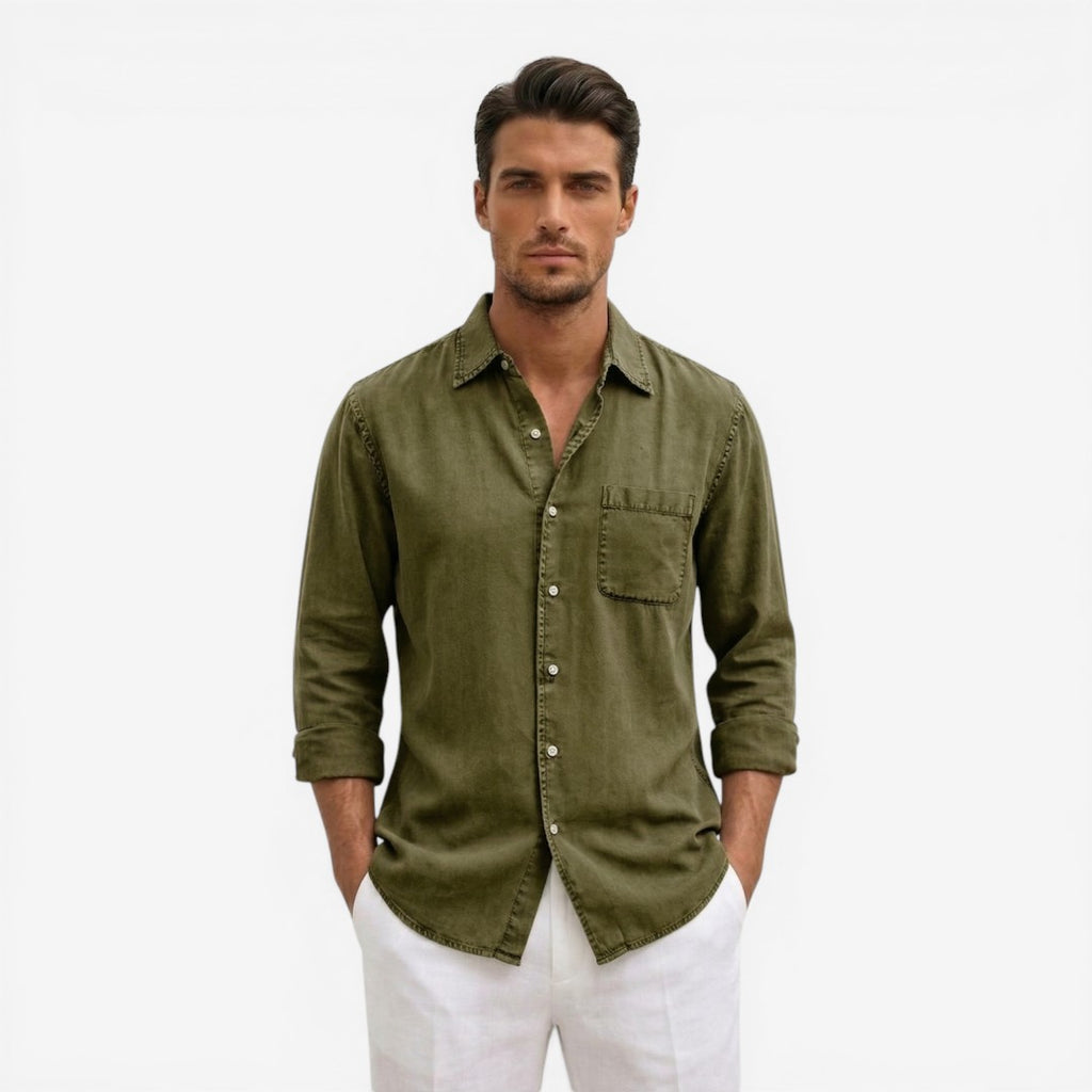 Jorvalore | Men’s Casual Denim Shirt Lightweight Long Sleeve Summer Fit