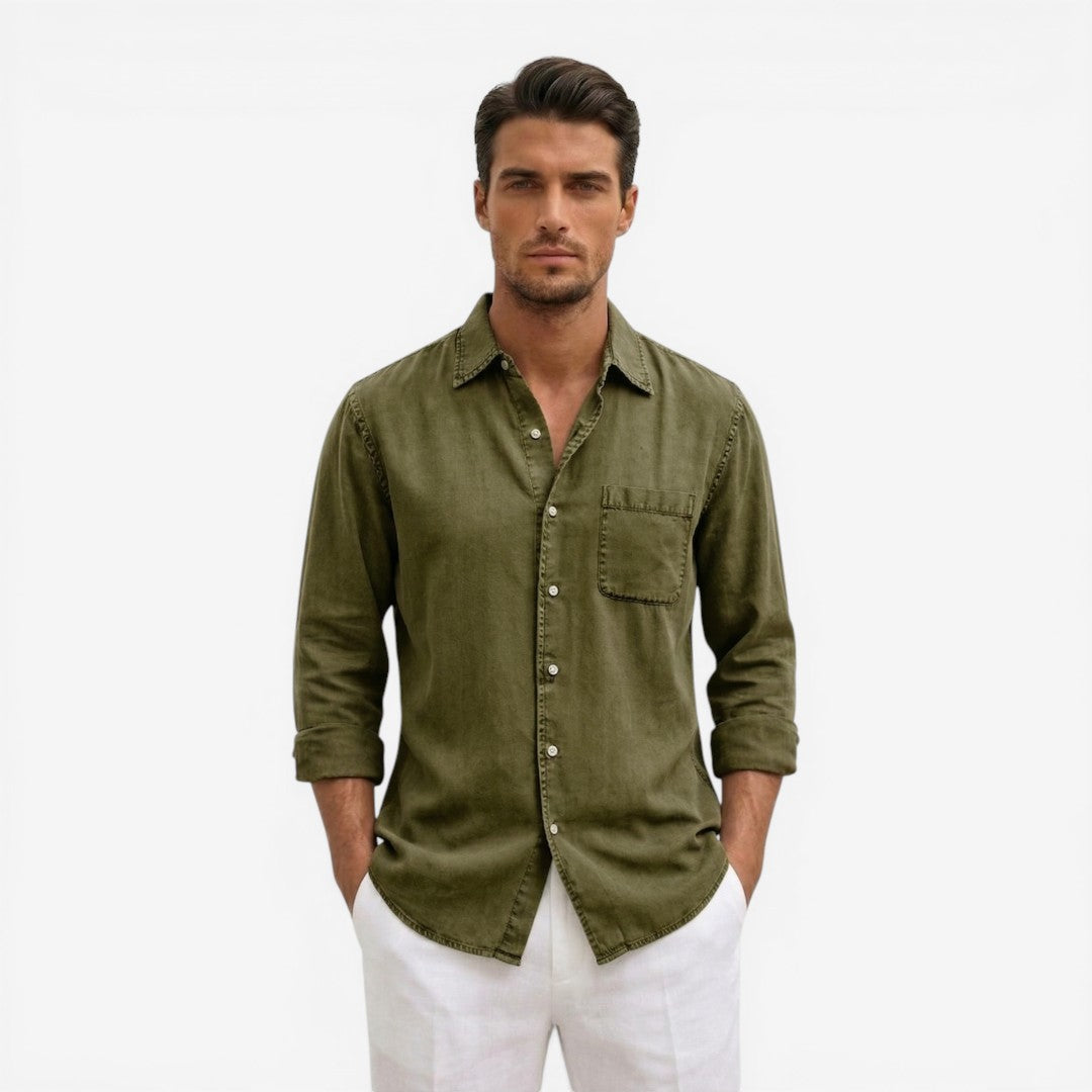 Jorvalore | Men’s Casual Denim Shirt Lightweight Long Sleeve Summer Fit