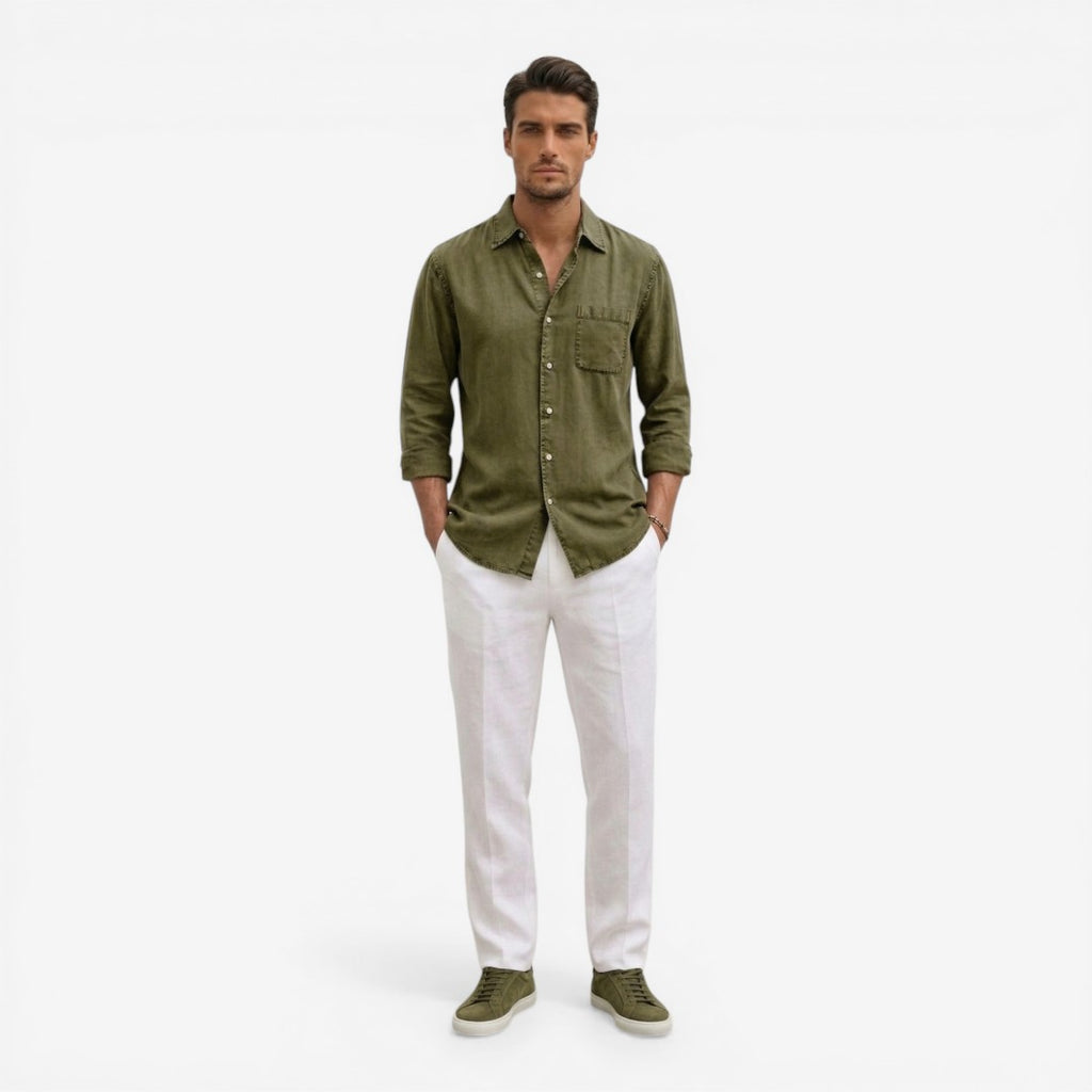 Jorvalore | Men’s Casual Denim Shirt Lightweight Long Sleeve Summer Fit