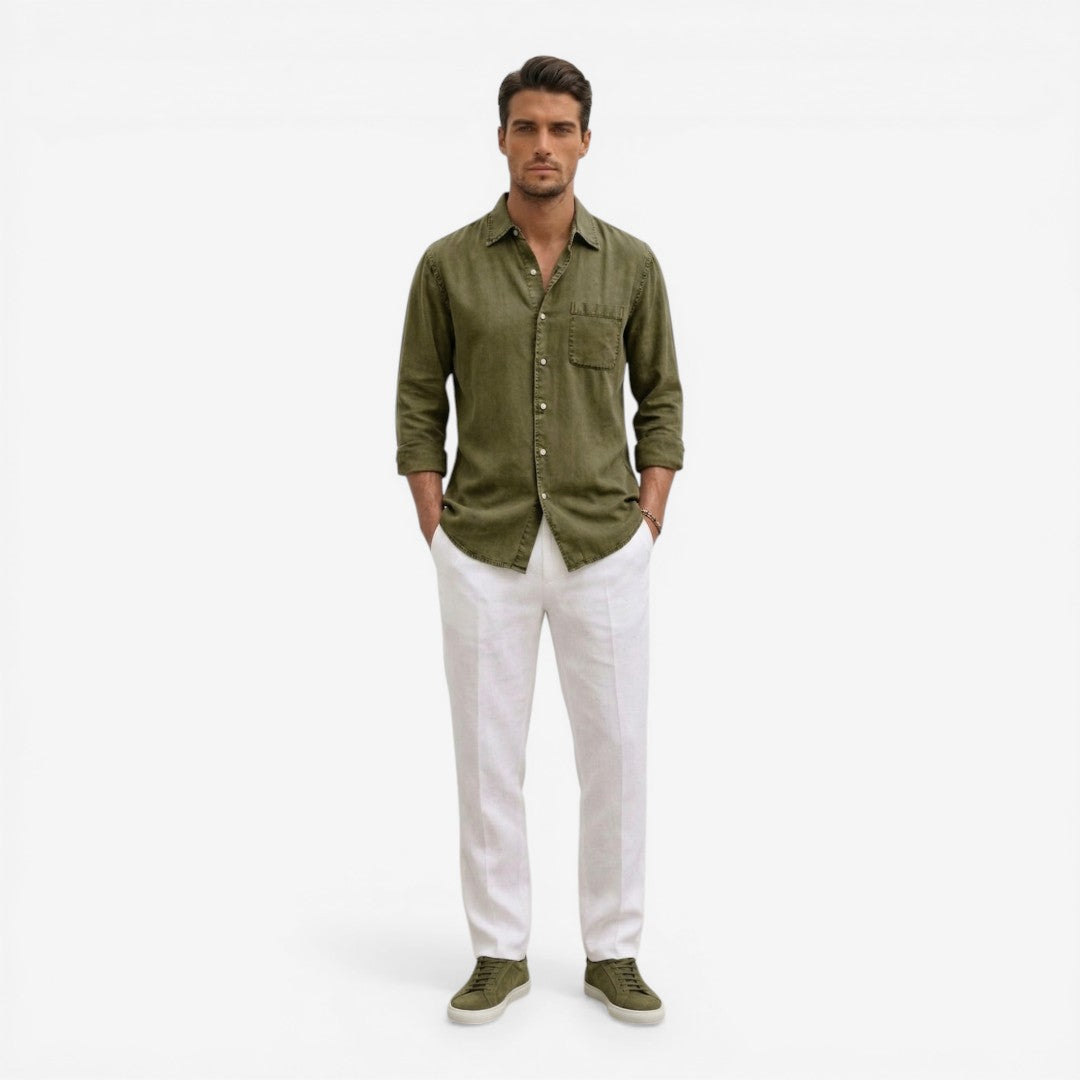 Jorvalore | Men’s Casual Denim Shirt Lightweight Long Sleeve Summer Fit
