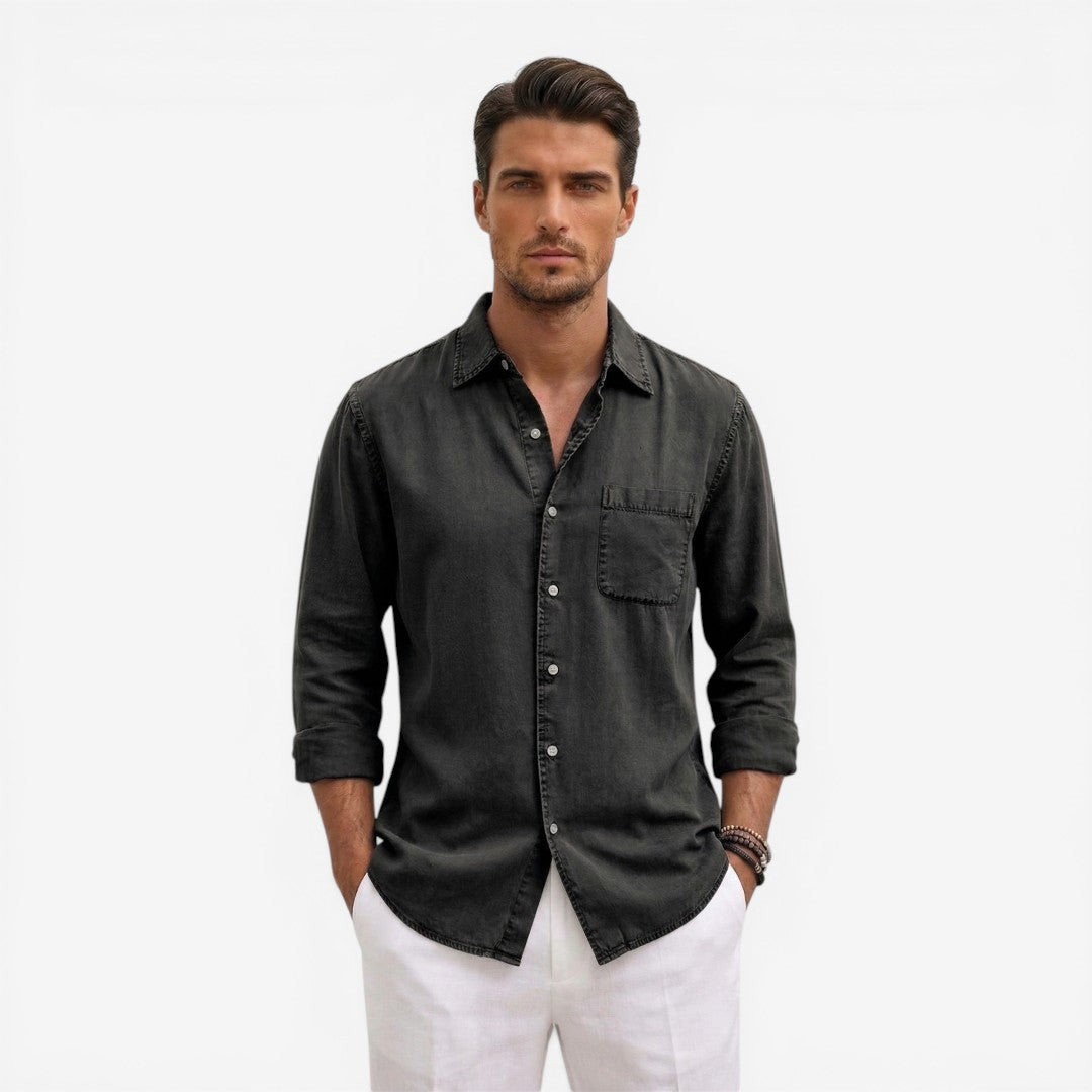 Jorvalore | Men’s Casual Denim Shirt Lightweight Long Sleeve Summer Fit