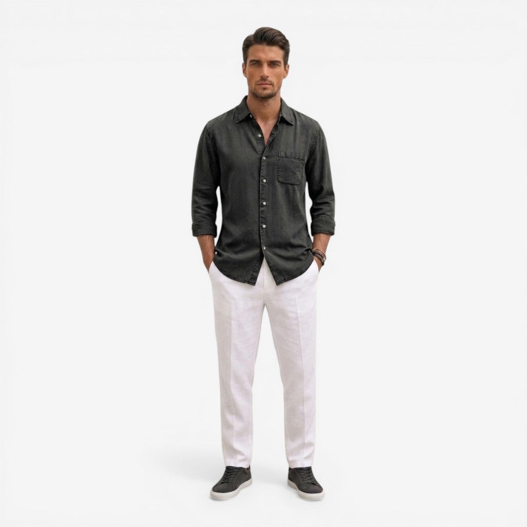 Jorvalore | Men’s Casual Denim Shirt Lightweight Long Sleeve Summer Fit