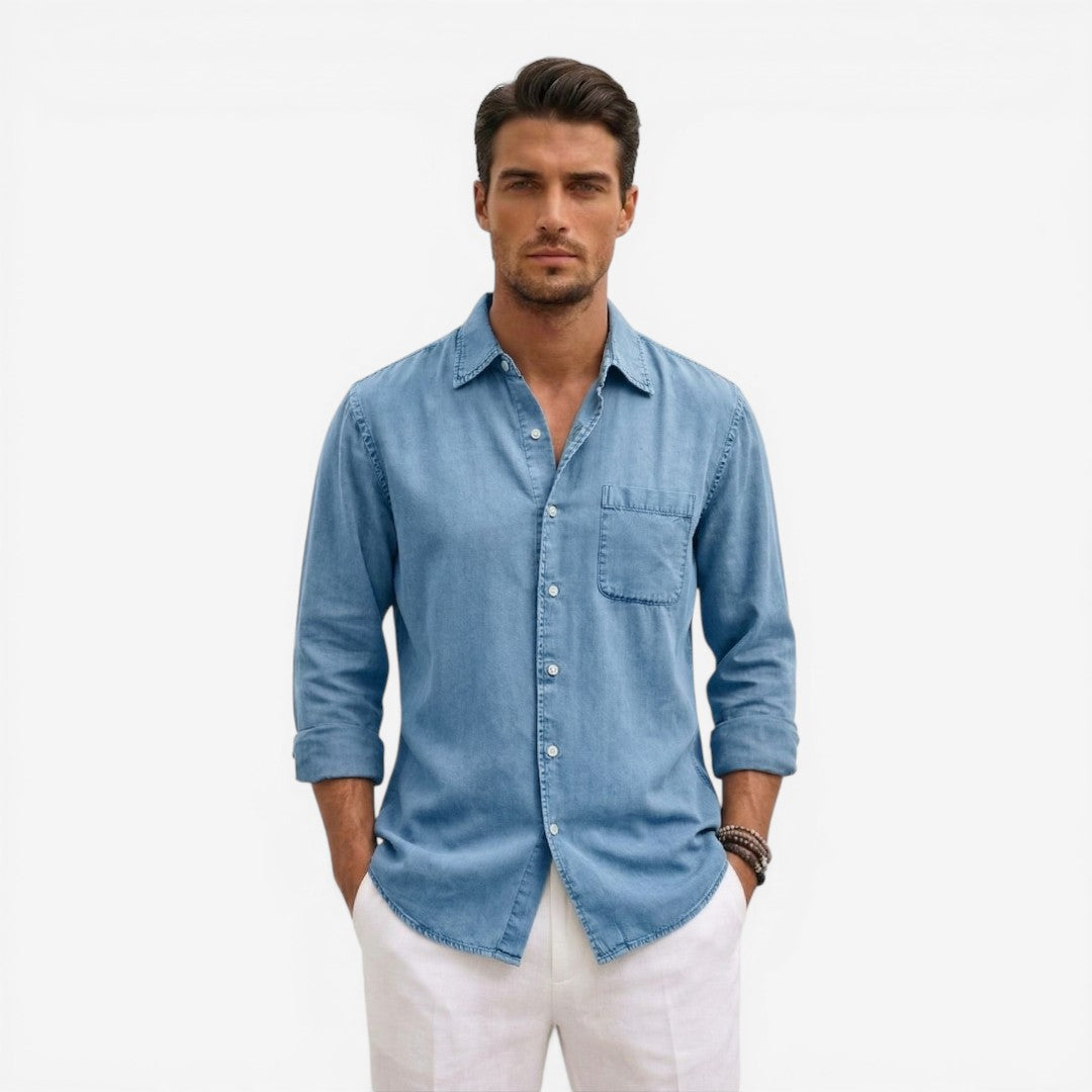 Jorvalore | Men’s Casual Denim Shirt Lightweight Long Sleeve Summer Fit