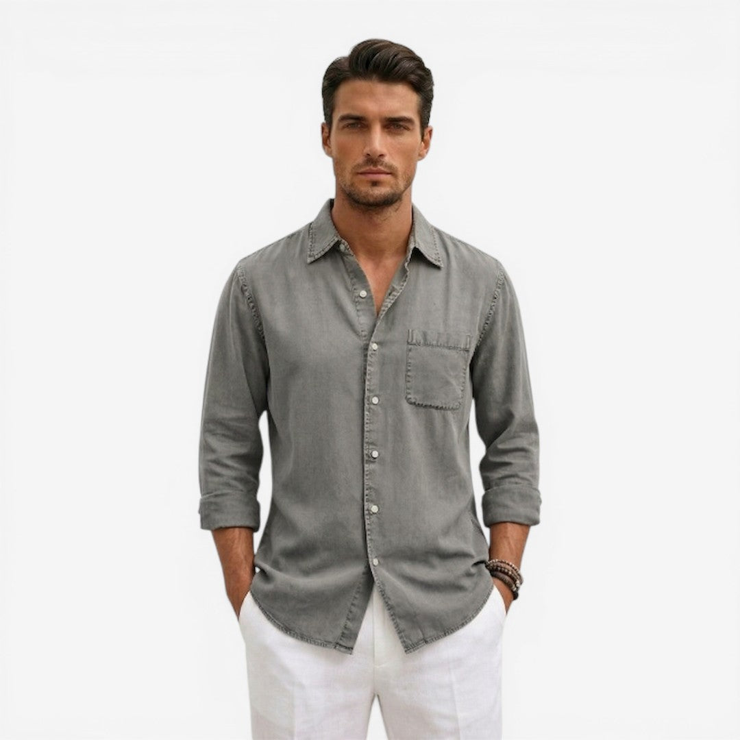 Jorvalore | Men’s Casual Denim Shirt Lightweight Long Sleeve Summer Fit