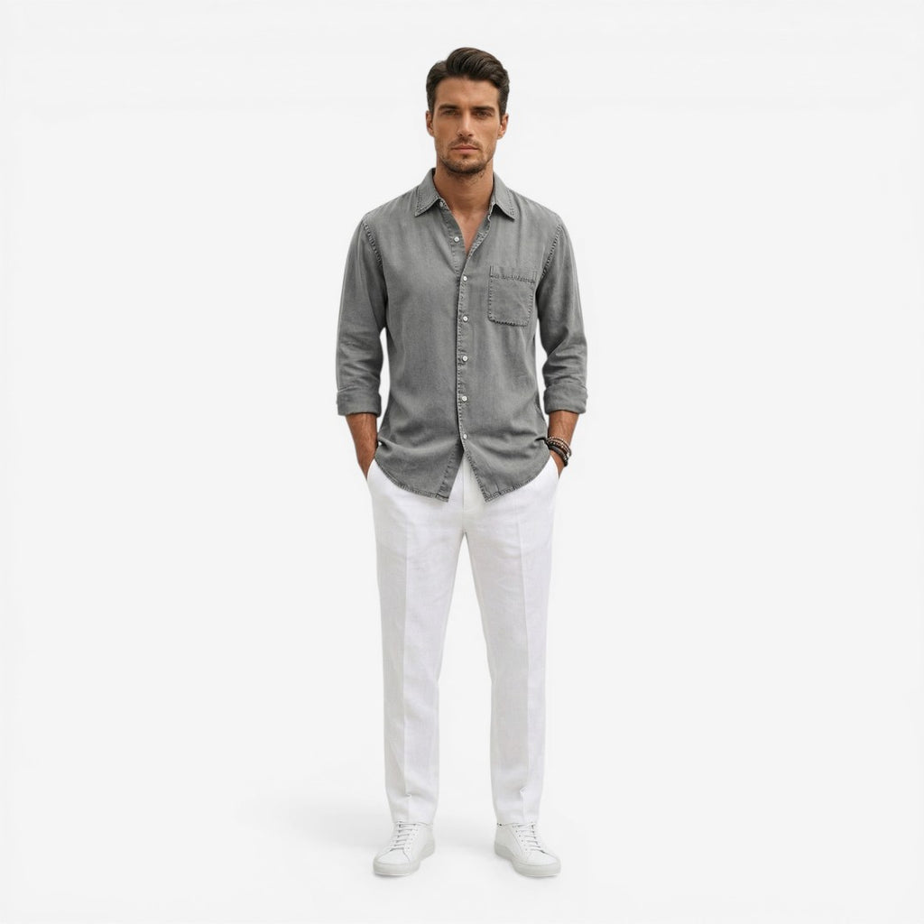 Jorvalore | Men’s Casual Denim Shirt Lightweight Long Sleeve Summer Fit
