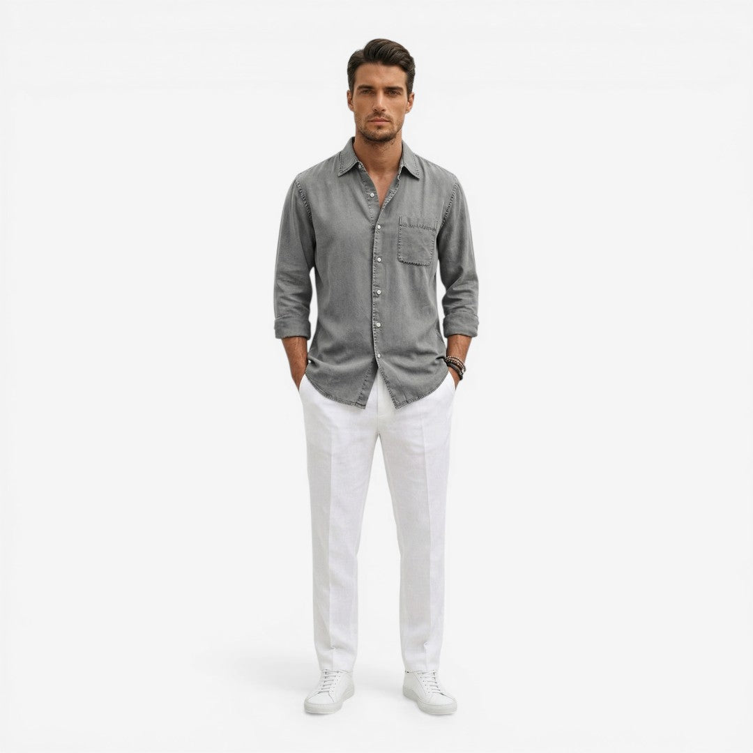 Jorvalore | Men’s Casual Denim Shirt Lightweight Long Sleeve Summer Fit