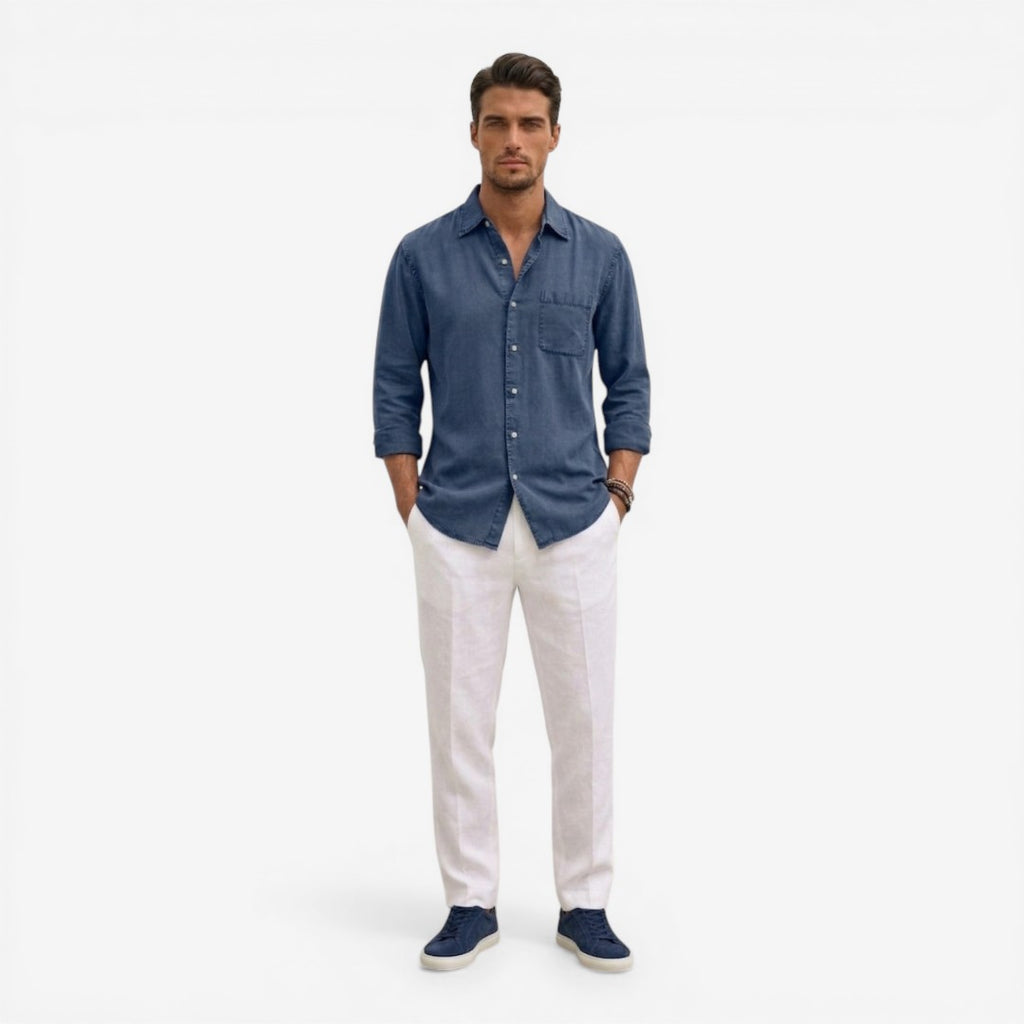 Jorvalore | Men’s Casual Denim Shirt Lightweight Long Sleeve Summer Fit