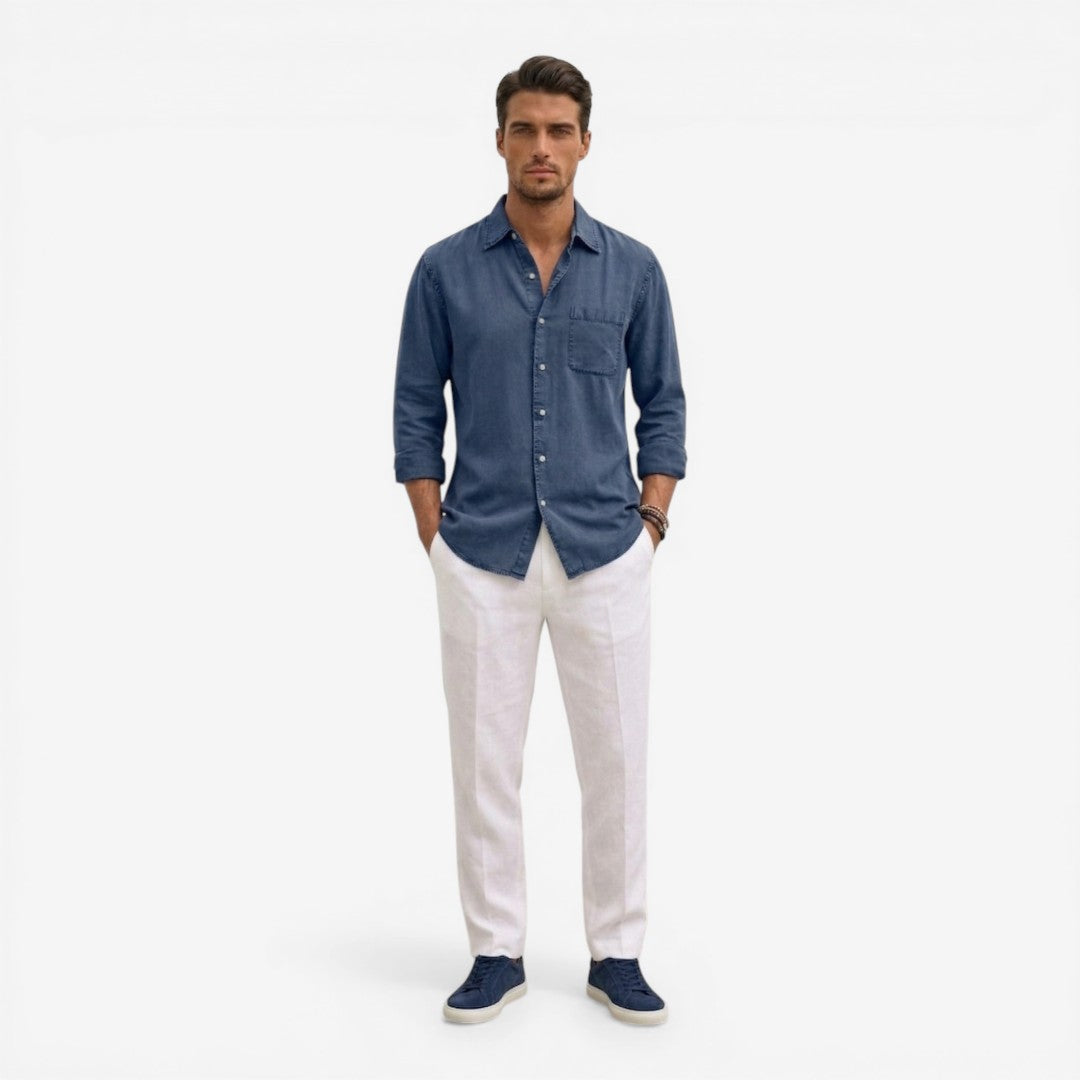 Jorvalore | Men’s Casual Denim Shirt Lightweight Long Sleeve Summer Fit
