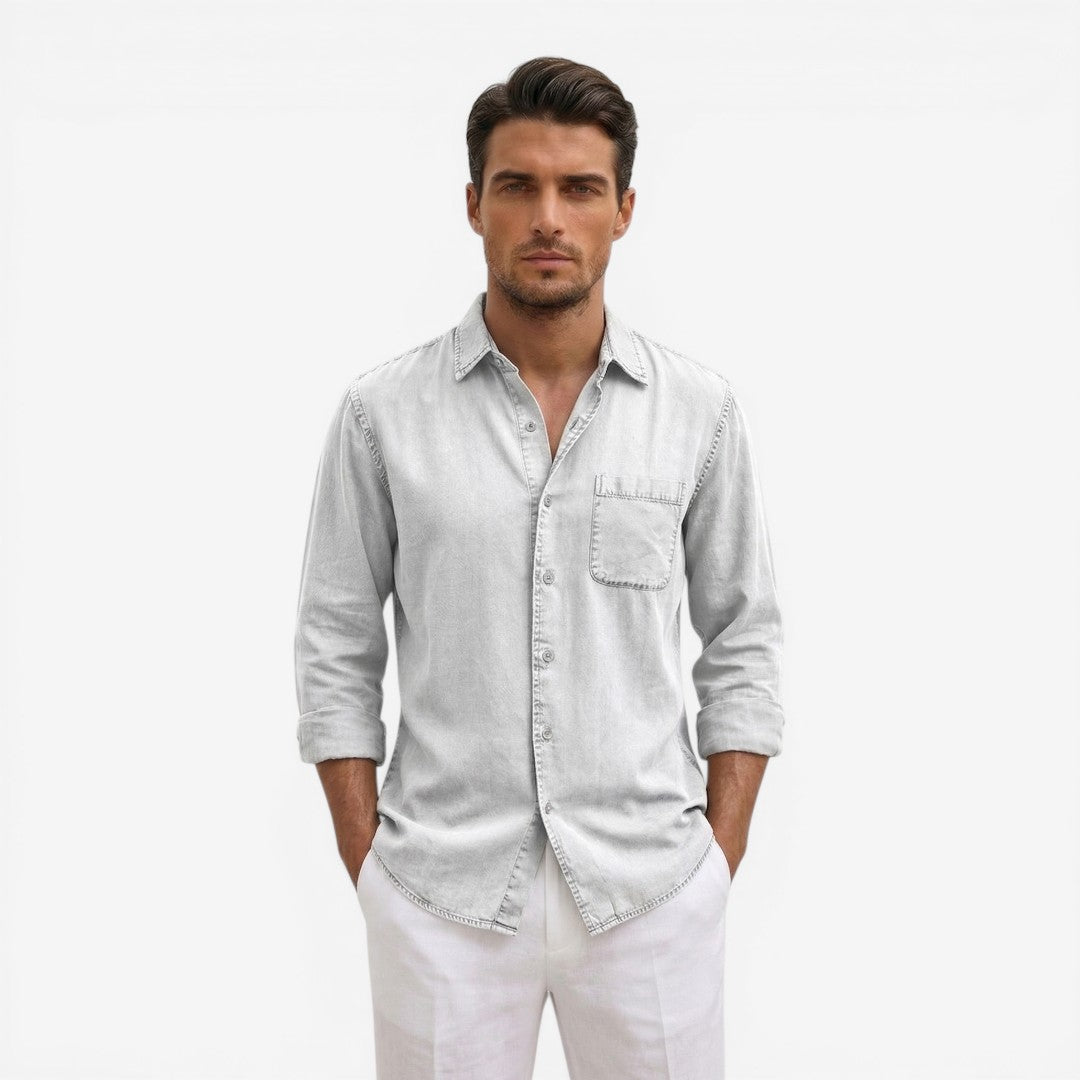Jorvalore | Men’s Casual Denim Shirt Lightweight Long Sleeve Summer Fit