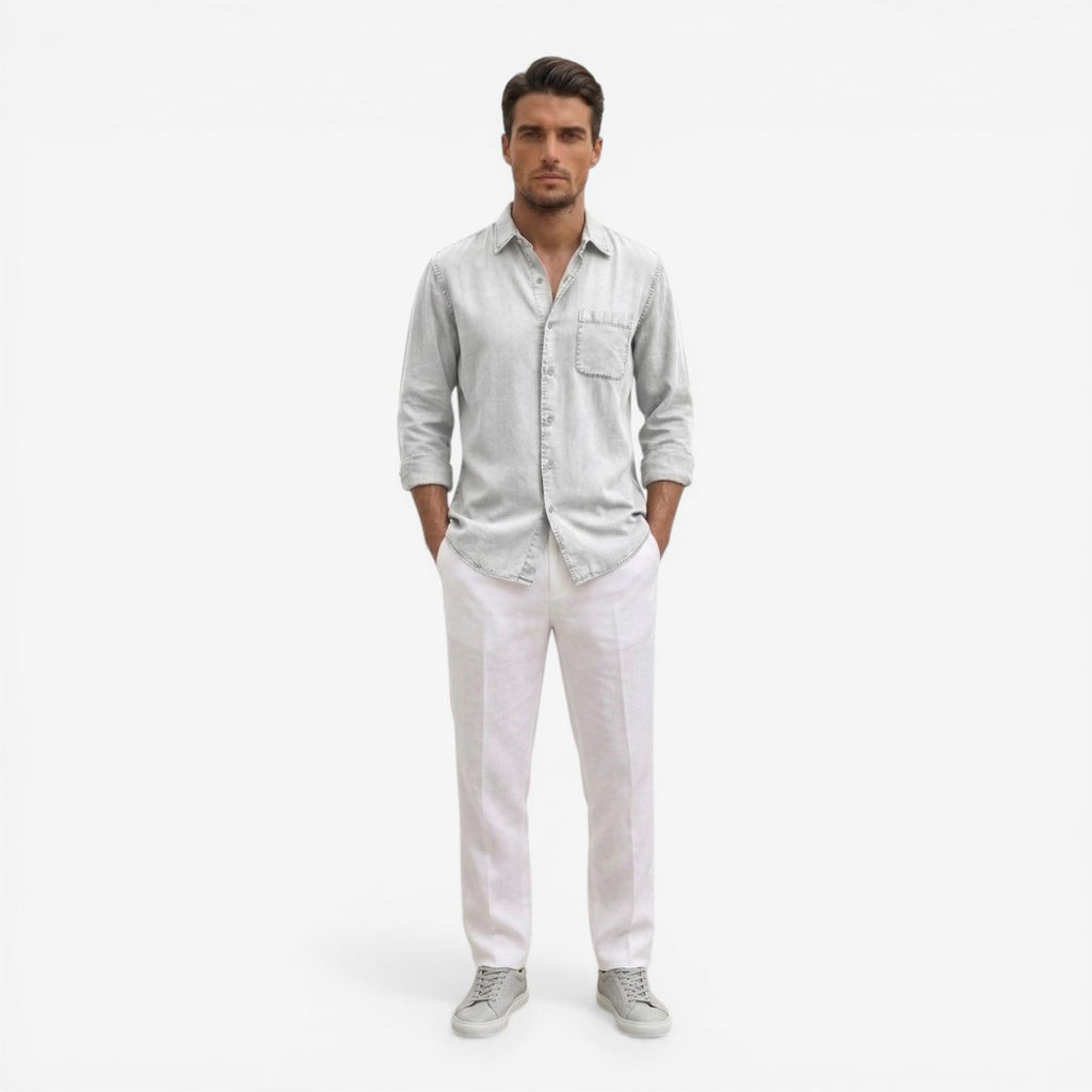 Jorvalore | Men’s Casual Denim Shirt Lightweight Long Sleeve Summer Fit