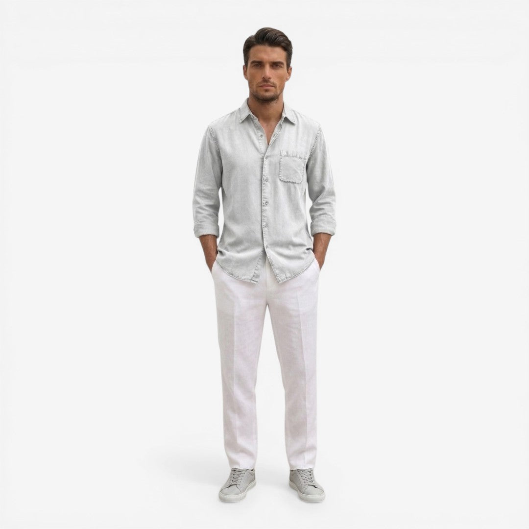 Jorvalore | Men’s Casual Denim Shirt Lightweight Long Sleeve Summer Fit