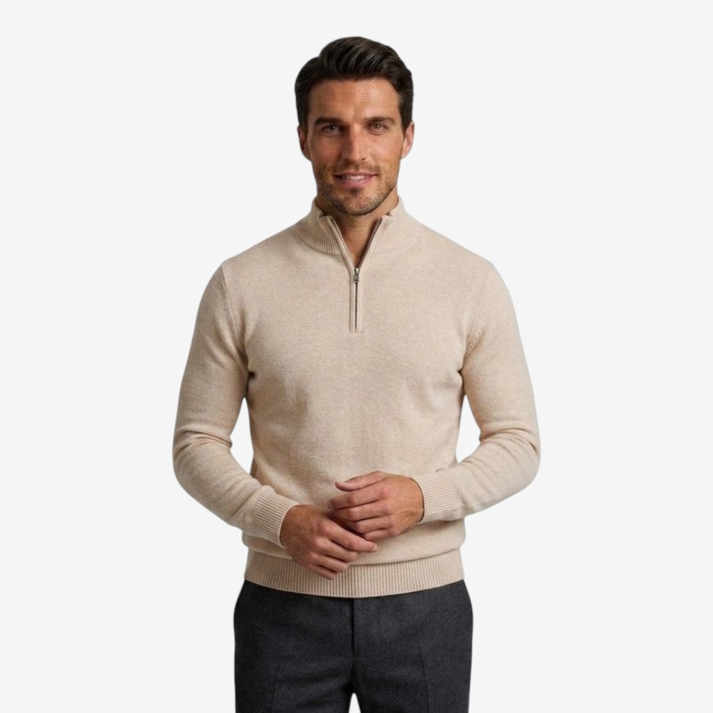 Jorvalore | Men's Casual Knit Quarter Zip Jumper with Warm Comfort