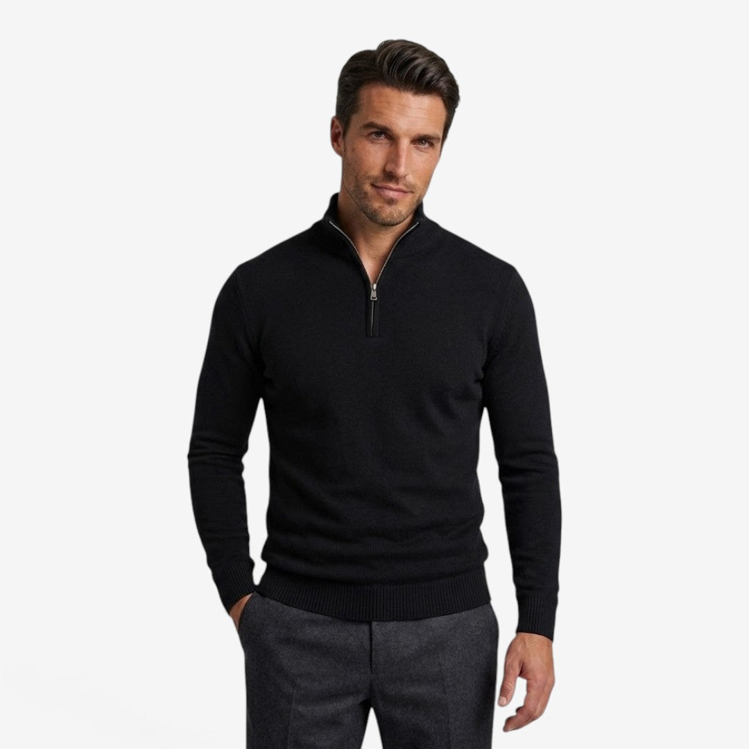 Jorvalore | Men's Casual Knit Quarter Zip Jumper with Warm Comfort