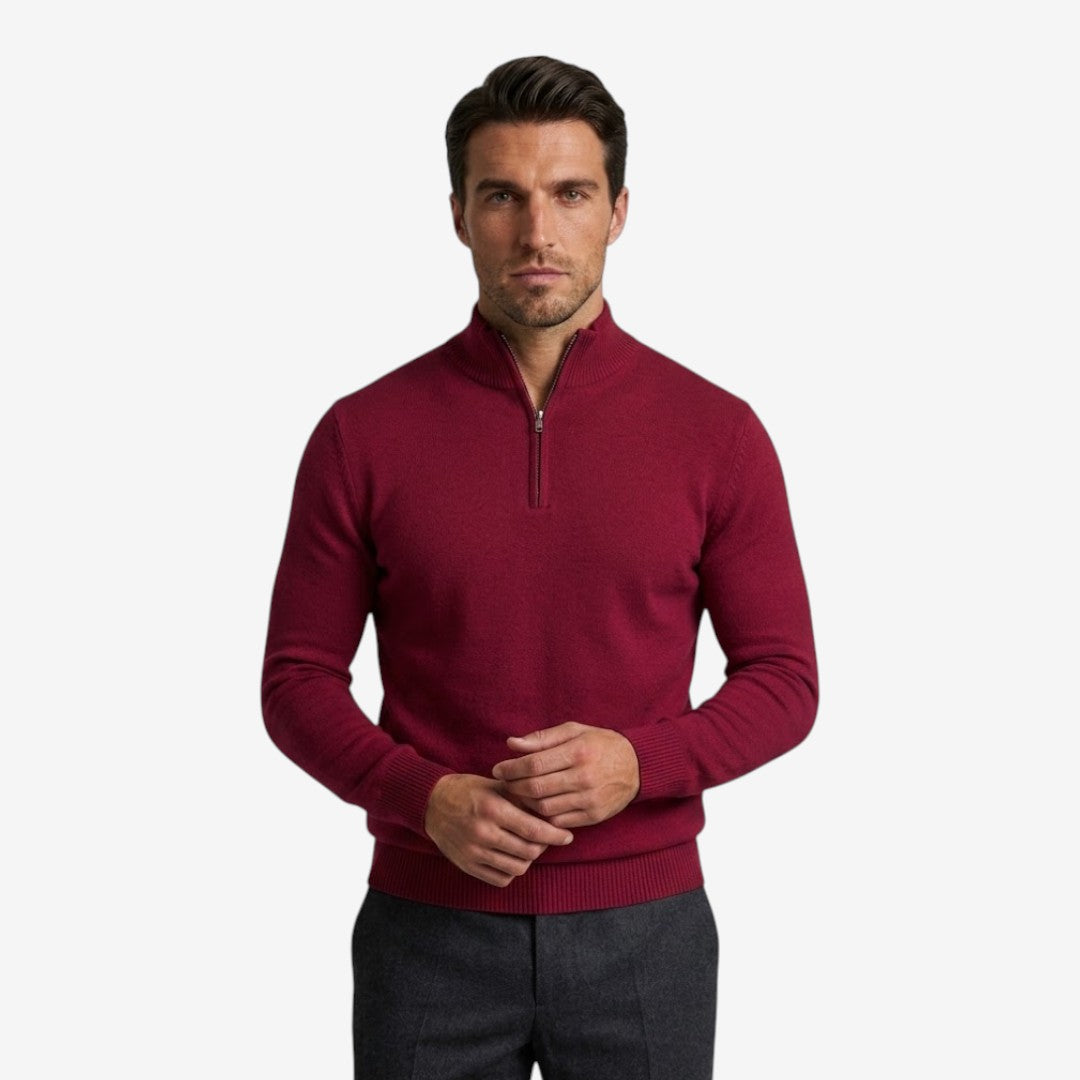 Jorvalore | Men's Casual Knit Quarter Zip Jumper with Warm Comfort