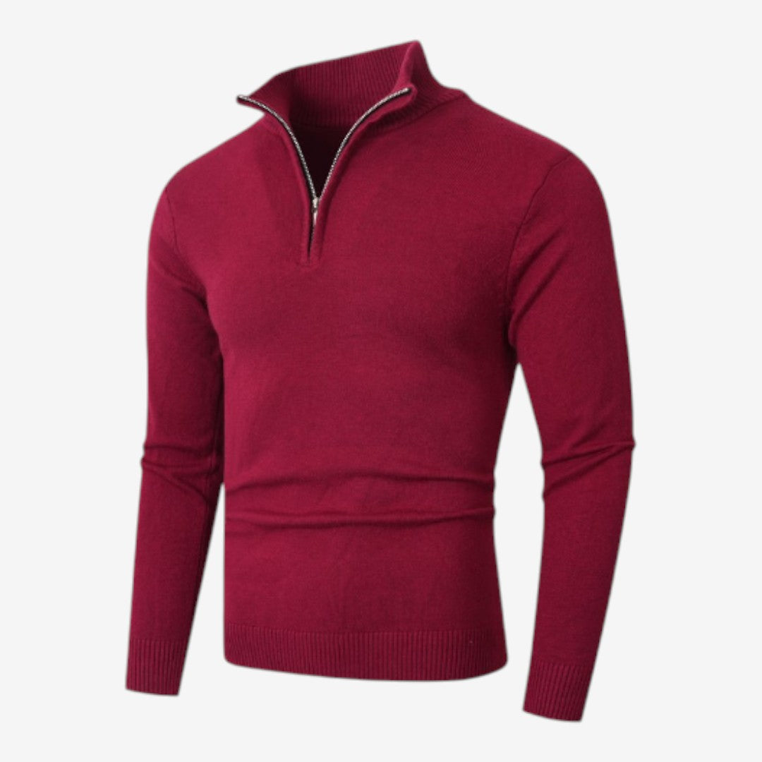 Jorvalore | Men's Casual Knit Quarter Zip Jumper with Warm Comfort