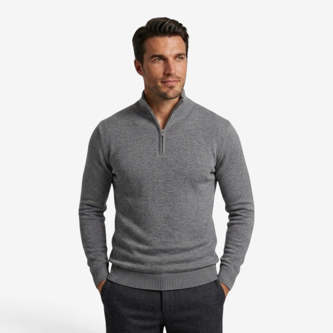 Jorvalore | Men's Casual Knit Quarter Zip Jumper with Warm Comfort