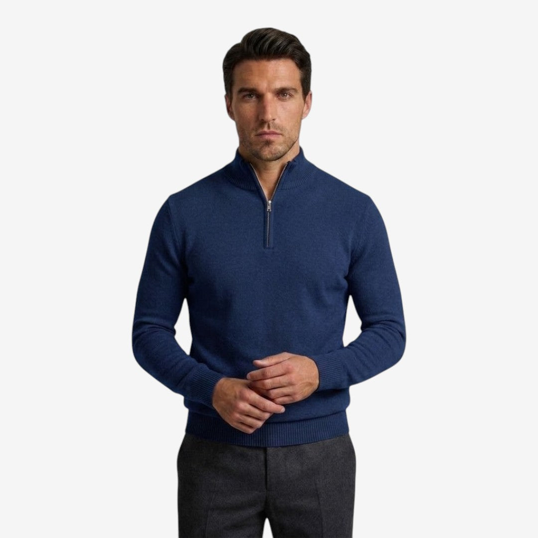 Jorvalore | Men's Casual Knit Quarter Zip Jumper with Warm Comfort