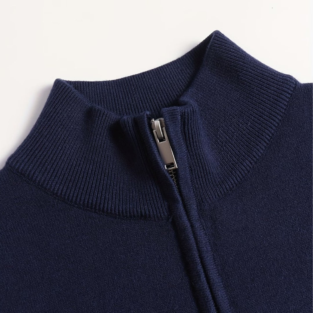 Jorvalore | Men's Casual Knit Quarter Zip Jumper with Warm Comfort
