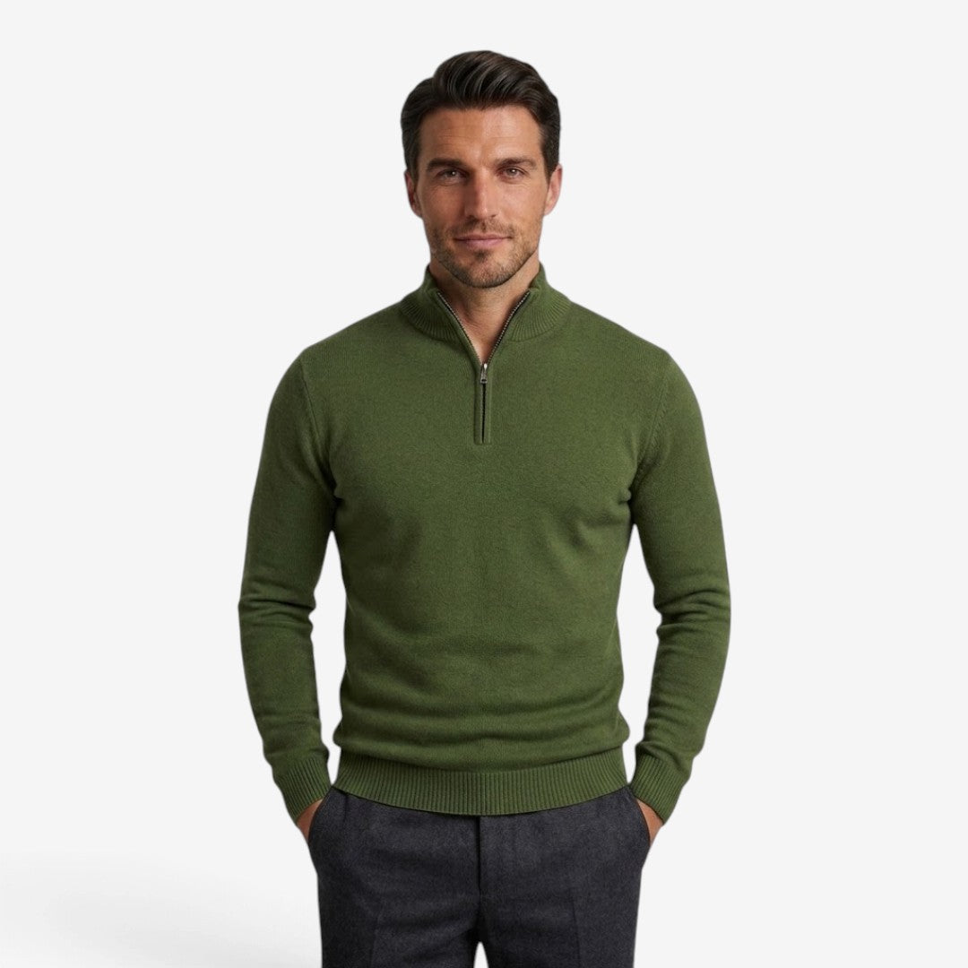 Jorvalore | Men's Casual Knit Quarter Zip Jumper with Warm Comfort