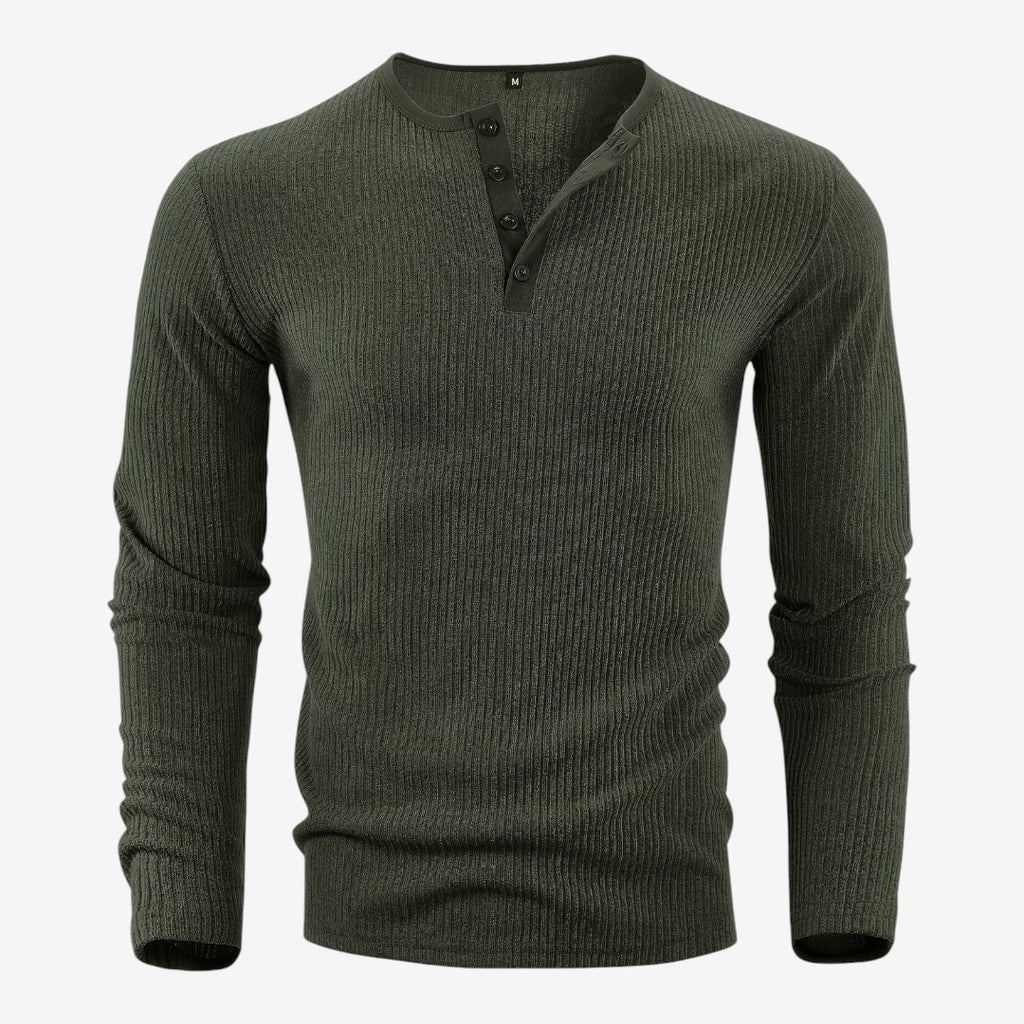 Jorvalore | Men's Casual Ribbed Henley Shirt for Autumn & Winter