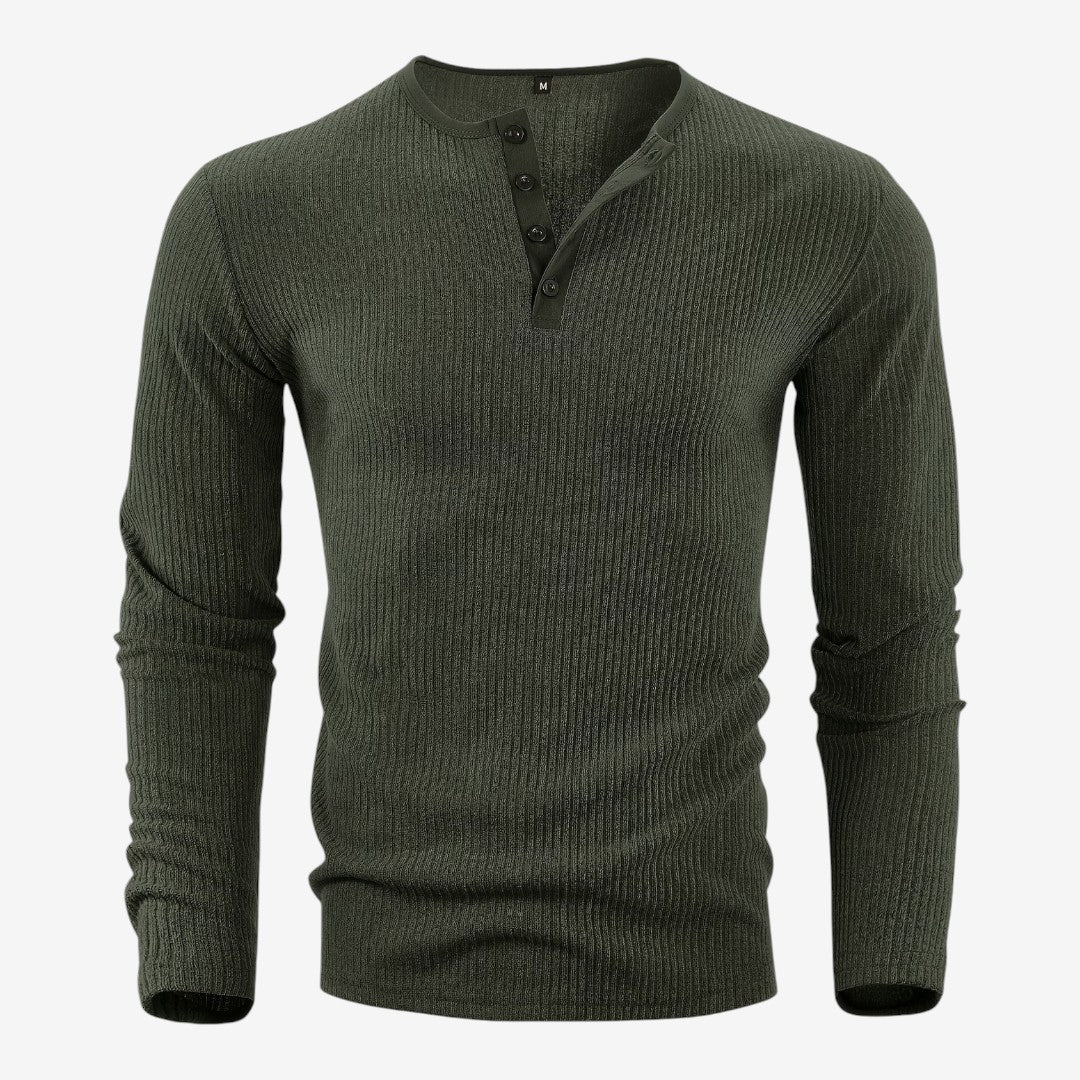 Jorvalore | Men's Casual Ribbed Henley Shirt for Autumn & Winter