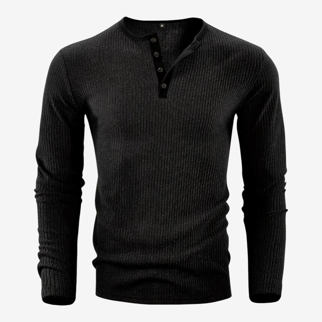 Jorvalore | Men's Casual Ribbed Henley Shirt for Autumn & Winter
