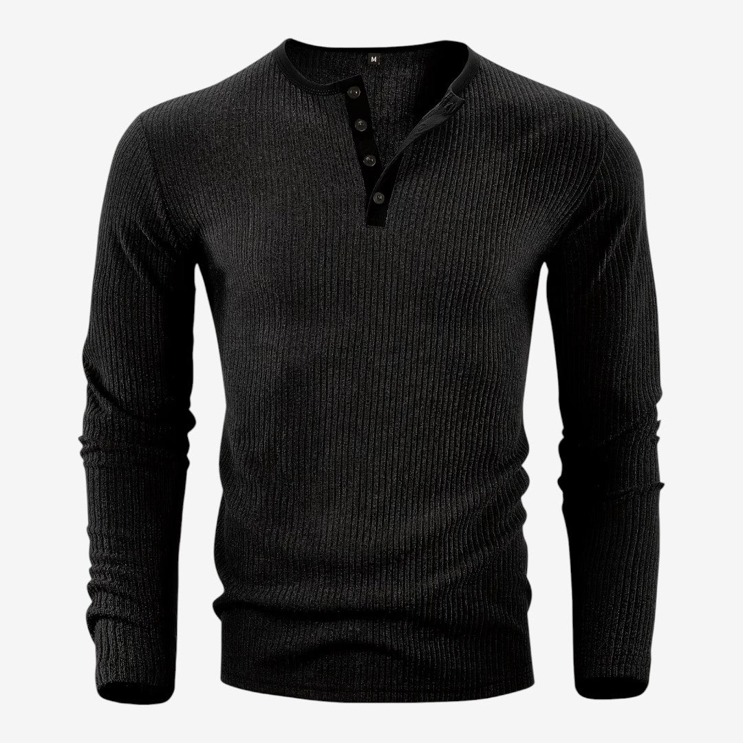 Jorvalore | Men's Casual Ribbed Henley Shirt for Autumn & Winter
