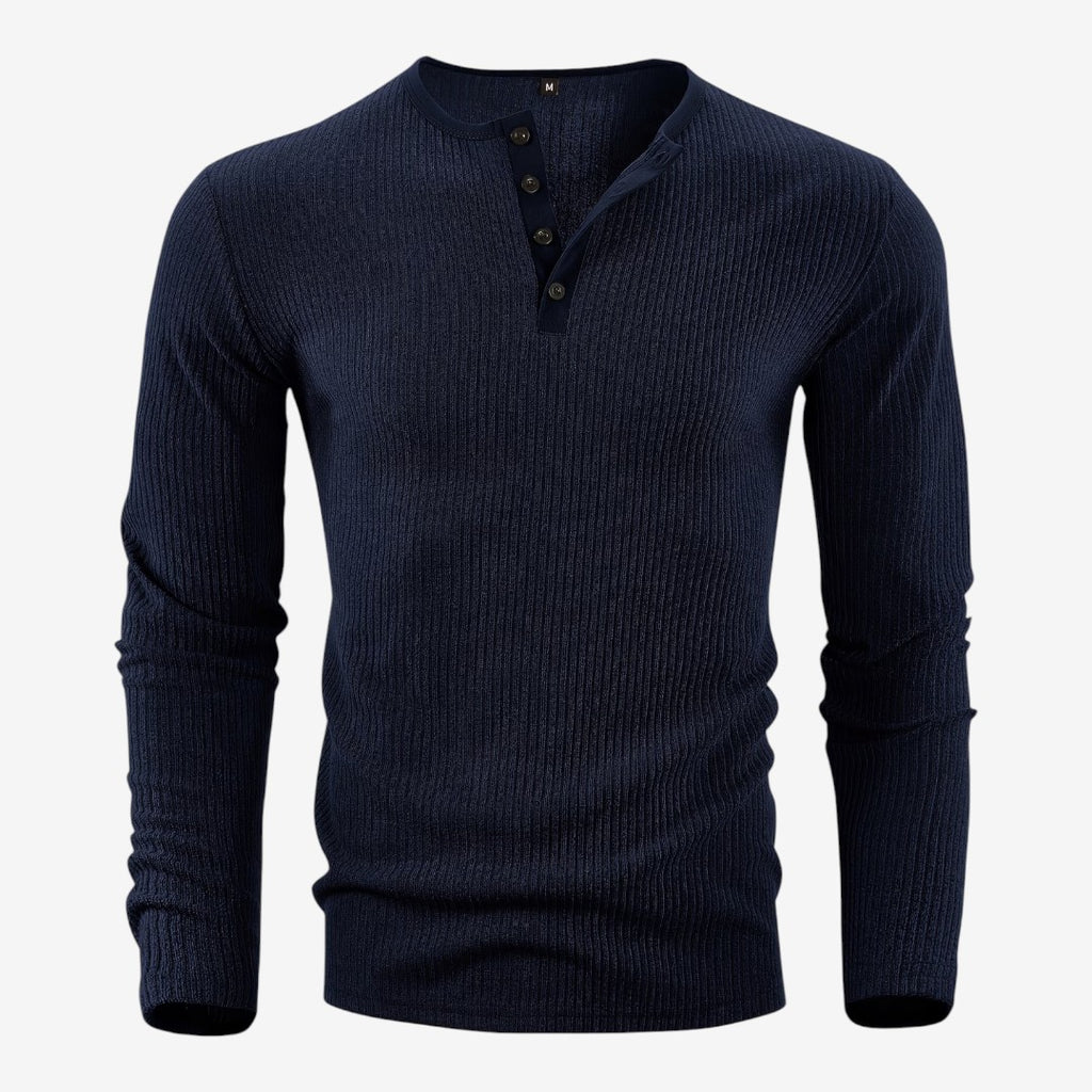 Jorvalore | Men's Casual Ribbed Henley Shirt for Autumn & Winter