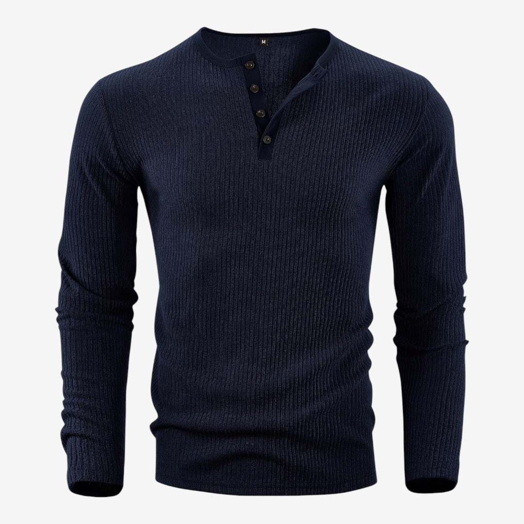 Jorvalore | Men's Casual Ribbed Henley Shirt for Autumn & Winter