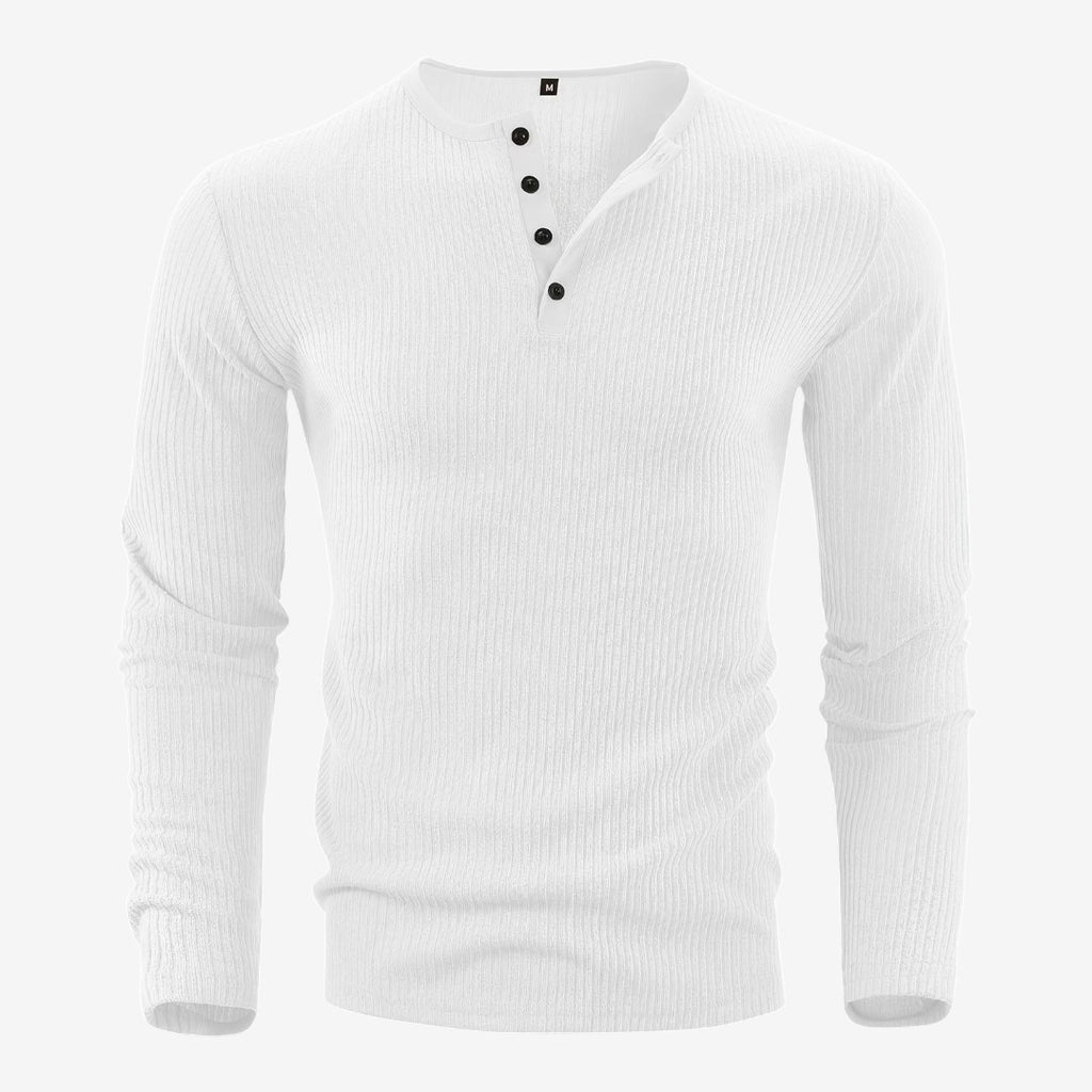 Jorvalore | Men's Casual Ribbed Henley Shirt for Autumn & Winter