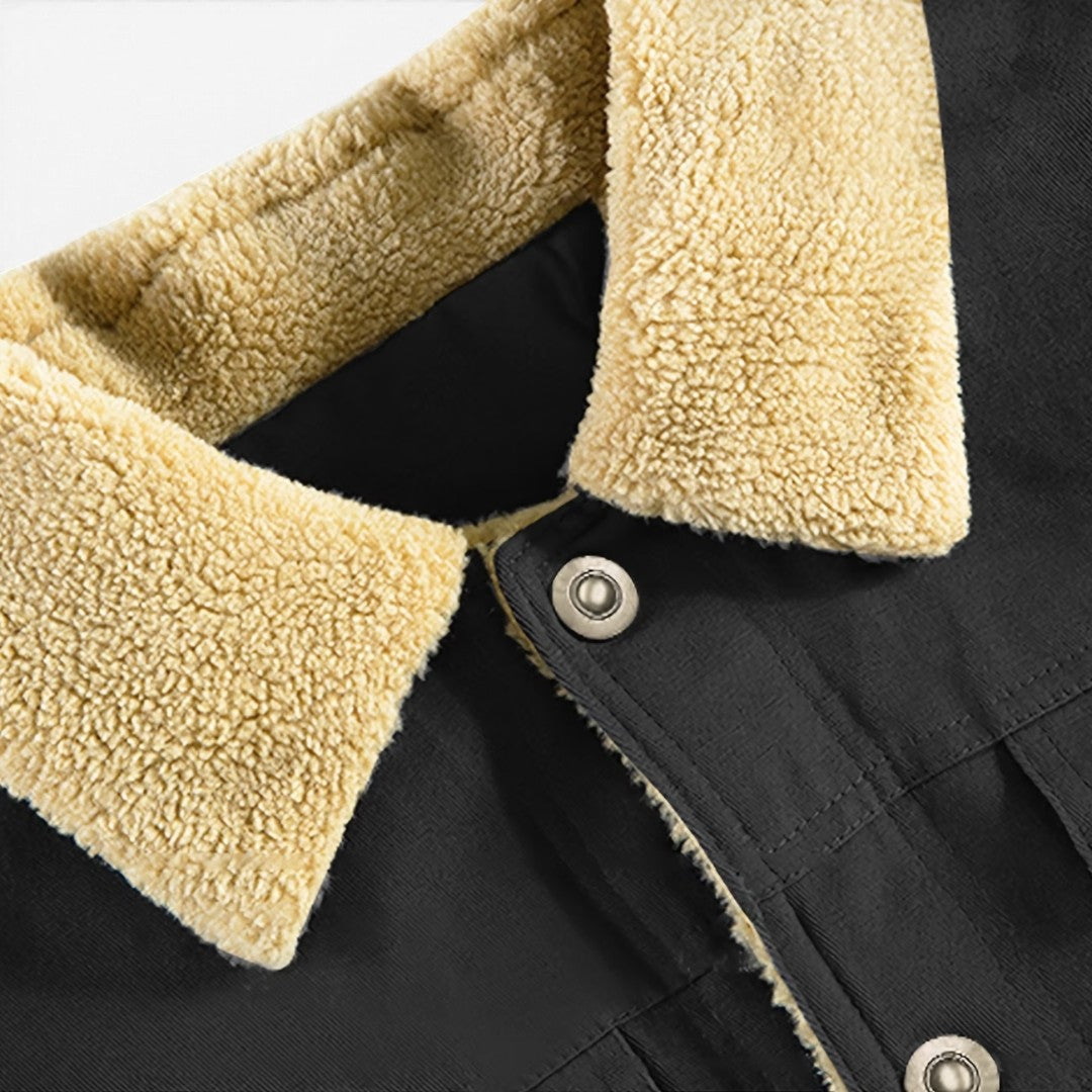Jorvalore | Men's Classic Fleece Jacket Lapel Collar for Winter
