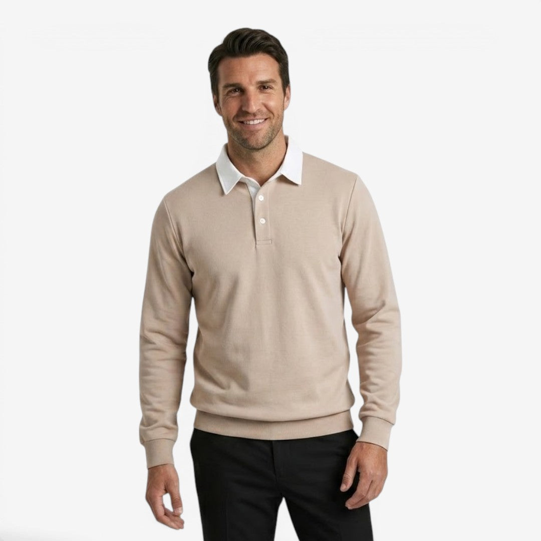 Jorvalore | Men's Cotton Knit Polo Jumper for Autumn Winter Style
