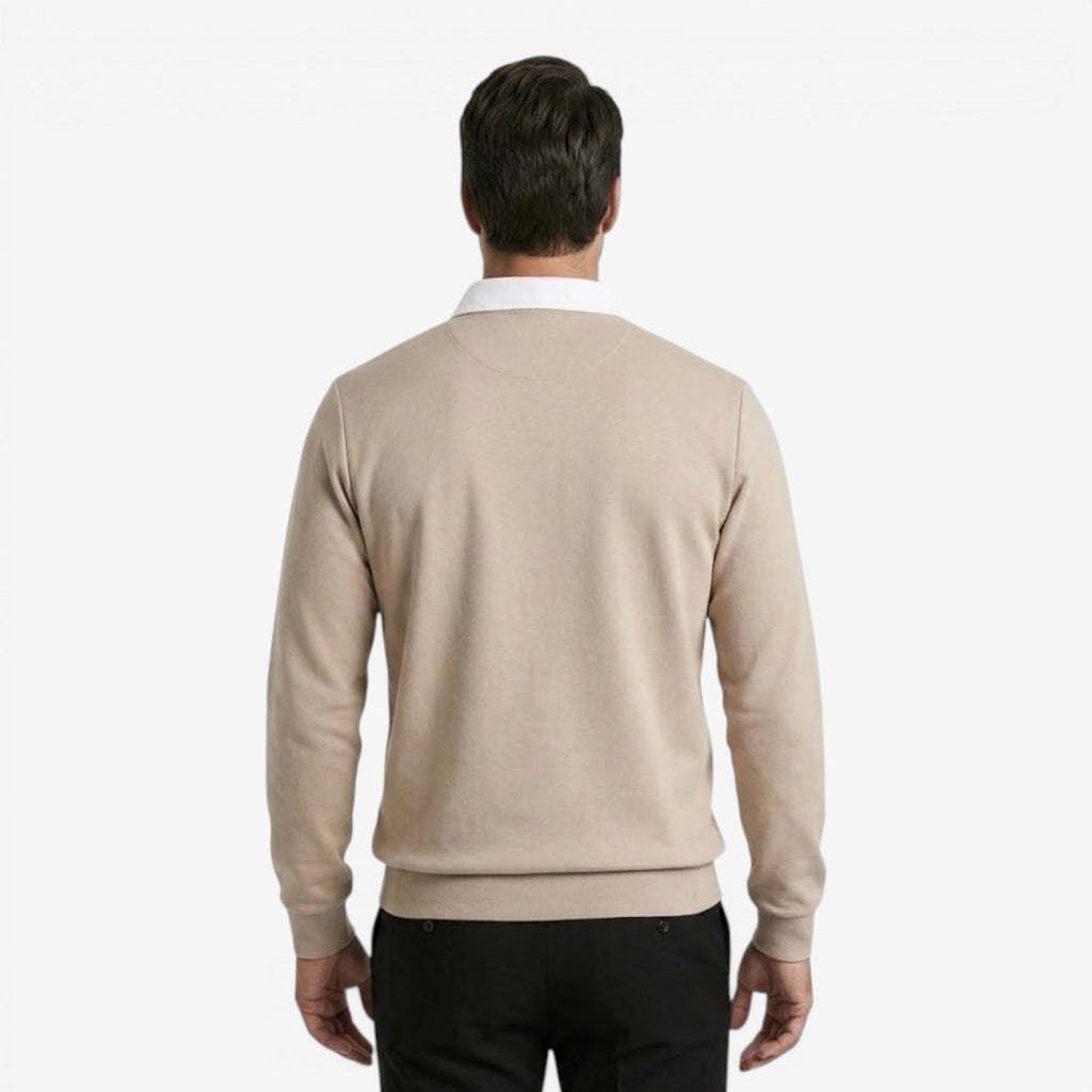 Jorvalore | Men's Cotton Knit Polo Jumper for Autumn Winter Style