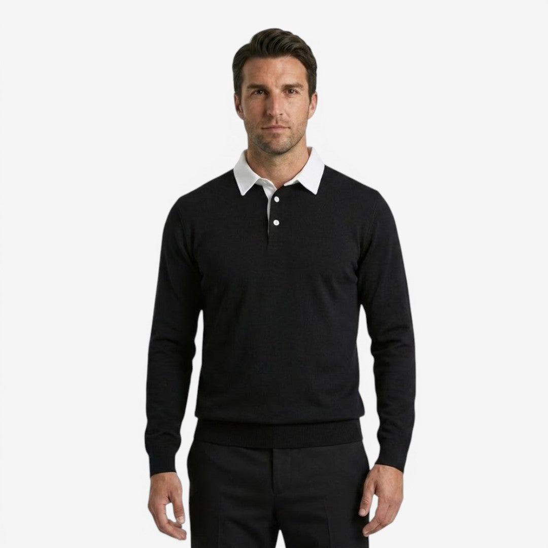 Jorvalore | Men's Cotton Knit Polo Jumper for Autumn Winter Style