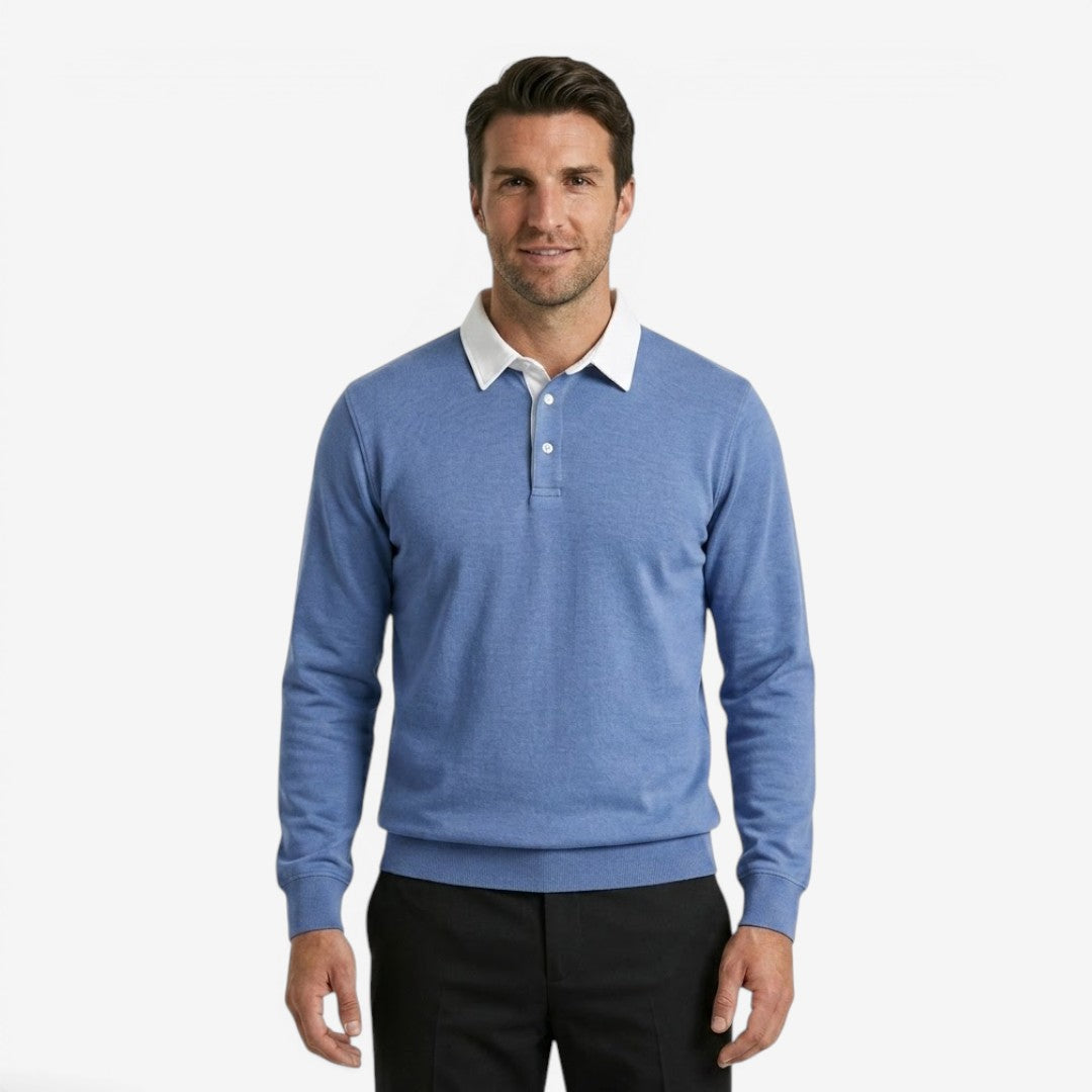 Jorvalore | Men's Cotton Knit Polo Jumper for Autumn Winter Style